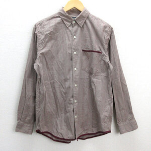 G■ビームス/BEAMS HEART 長袖シャツ/チェック柄【M】茶系/men