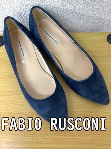 FABIO RUSCONI ファビオルスコーニ ダークブルースエード ローパンプス サイズ37