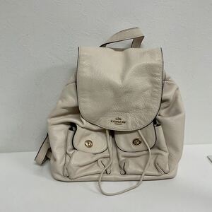 営KZ581-80◆ COACH／コーチ レザー アイボリー バックパック リュックサック F37410