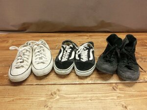 【T5-3395】VANS オールドスクール スニーカー サイズ不明含 5 1/2 コンバース 3点 セット ブラック ホワイト 同梱可【千円市場】