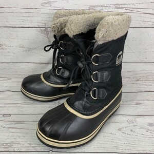 カナダ名門★SOREL/ソレル★防水/スノーブーツ【24.0/黒】インナー付/ウォータープルーフ/キャンバス地◆WB6-04