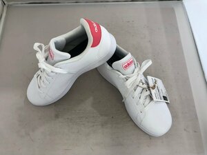 【adidas】アディダス　アドバンコート　レディススニーカー　ホワイト×ピンク　レザー　24.5cm　SY02-FZY