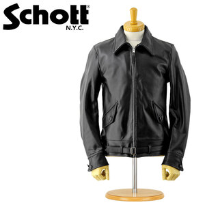 希少 Schott CUSTOM TRUCKER JACKET ショット ビンテージ加工 襟付 レザーライダース レザージャケット L 