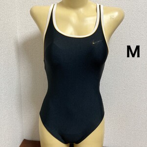 D422ナイキ♪ストレッチ♪白パイピングのブラックスポーティー女子競泳水着♪アンダーやコレクションや撮影会にも♪サイズM