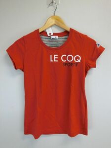 【感謝セール】【美品】中古 ゴルフウェア le coq sportif(ルコックスポルティフ) Tシャツ 赤 レディース S