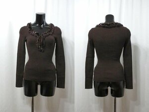 ◆USED◆ エポカ ◆ レディース ニット セーター フリルデザイン ウール100％ ブラウン サイズ 40