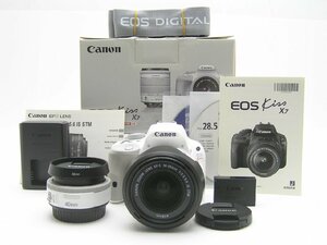 ★ハローカメラ★1円スタート★3668 Canon EOS Kiss X7 ホワイト EF 40 SMT EF-S 18-55 IS STM Kit 1800万画素 動作確認 美品