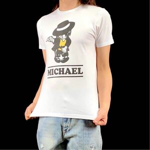 新品 未使用 チャーリーブラウン マイケルジャクソン ダンスポーズ ピーナッツ SNOOPY スヌーピー パロディ Tシャツ 小さい タイト Sサイズ