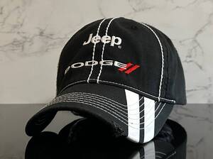 【未使用品】87QC 訳あり★Jeepジープ DODGEダッヂ ロゴキャップ 帽子 CAP クールなビンテージ加工のコットン素材！ アメ車《FREEサイズ》