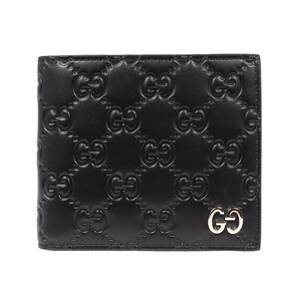 GUCCI グッチ グッチシマ シグネチャー レザー コインウォレット 473922 CWC1N 1000 ブラック 黒 二つ折り 財布 コンパクト財布