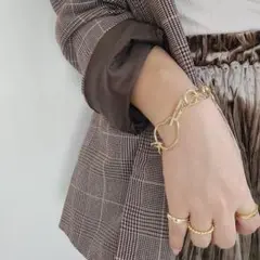 【処分価格/ゴールド】metal hollow link bracelet