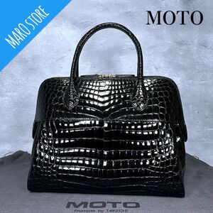 【超美品】MOTO モト クロコダイル シャイニング センター取り ハンドバッグ