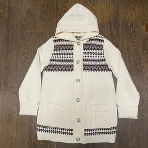 70s 80s VINTAGE LADIES WOOL ACRYLE KNIT PARKA ビンテージ レディース ニット パーカー 古着 ネイティブ柄 USA アメリカ 美品