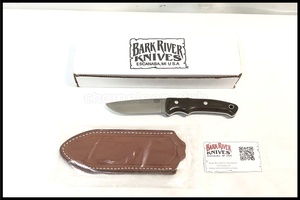 東京)BARK RIVER バークリバー ガードレスドロップポイントハンター CPM154 グリーンキャンバスマイカルタ シースナイフ