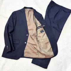 極美品 カノニコ THE SUIT COMPANY チェック　スーツ 165 紺