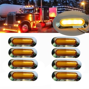 【送料無料】トラック/トレーラー用LEDライトサイドマーカー アンバーカラー8灯セット アウトラインマーカーランプ インジケーター 12V-24V