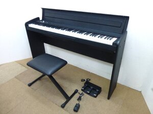 11174★KORG コルグ 電子ピアノ LP-180 BLACK デジタルピアノ ペダル付 折り畳み椅子付★中古・良品★