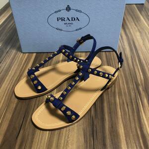 新品★プラダ PRADA レディース サンダル ネイビー NAVY 37 24㎝