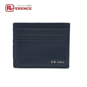 PRADA プラダ ロゴ 名刺入れ カードケース ブルー メンズ【中古】