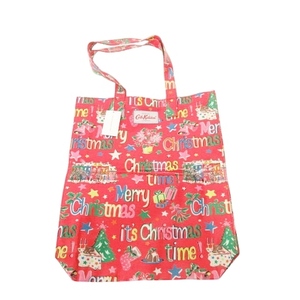 未使用品 キャスキッドソン Cath Kidston 美品 タグ付き トートバッグ クリスマス エコ カバン 鞄 総柄 赤 レッド ■GY99 レディース