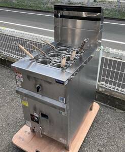 即決有 2021年製 マルゼン 茹で麺機 MRY-C06 都市ガス テボ付 幅450 奥行700 高さ800+150mm 角槽型 中古 ゆで麺器