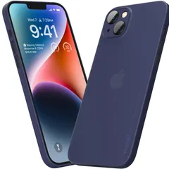 「0.3㎜極薄」iPhone 14対応ケース memumiマット質感 オリジナル設計 指紋防止 傷付き防止 6.1インチ 人気ケース・カバー(Trans-Blue)