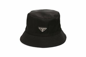 プラダ バケットハット 帽子 ブラック ナイロン トライアングルプレート サイズM約57.5cm PRADA NYLON HAT 中古品 USED 美品 Aランク /6788