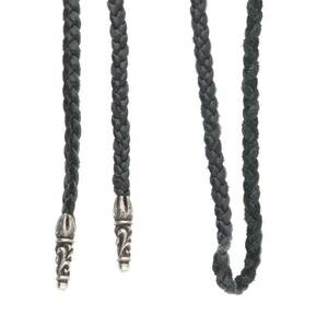 クロムハーツ Chrome Hearts LEATHER BRAID/スクロールレザーブレード シルバーネックレス 中古 NO05