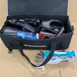 S228/【ジャンク品】Panasonic マルチ投光器 ブロワー 掃除機 バッテリー セット 芝生バリカン GLB-110Li