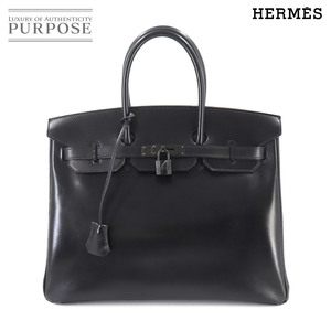 未使用 展示品 エルメス HERMES バーキン35 ソーブラック ボックスカーフ ハンド バッグ □O刻印 ブラック 金具 Birkin 35 90250144