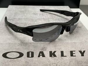 偏光★OAKLEYオークリー FLAK JACKET XLフラックジャケット 黒ブラック/POLARIZEDミラーレンズ USA製サングラス 釣りドライブ ケース付