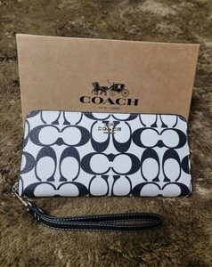 【1スタ】C-681 新品未使用 COACH ロング ジップ アラウンド ウォレット・シグネチャー キャンバス 並行輸入品