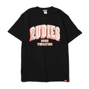 RUDIES ルーディーズ■送料込■ブロックカレッジ Tシャツ■黒■アウトドア キャンプ ロリクレ マモミ 10feet スケートボード リバーサル