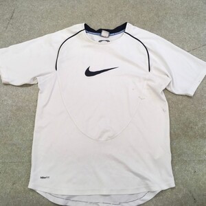 KE1031　NIKE　ナイキ　フットボール　半袖Tシャツ　白　汚れあり　Mサイズ