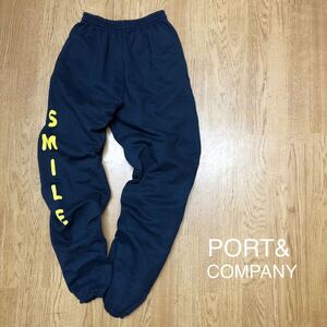 PORT&COMPANY /メンズS スウェットパンツ ロングパンツ ボトムス 裏起毛 ネイビー イージーパンツ 防寒 秋冬 スポーツ カジュアル 古着