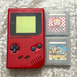 〈動作確認済み〉GB 初代 ゲームボーイ ブロス 本体 DMG-01 レッド＋赤ずきんチャチャ・ドンキーコング GAMEBOY bros. RED 赤