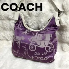 COACH コーチ★馬車柄　ハンドバッグ　ポシェット　F14480 パープル