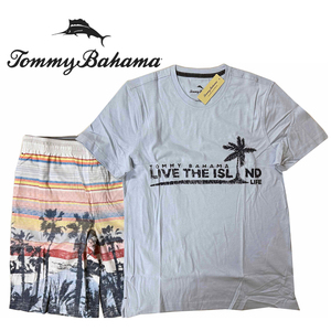 新品 M ★ コストコ TOMMY BAHAMA メンズ パジャマ 上下 セット 半袖 ハーフパンツ ヤシの木 トミーバハマ ルームウェア Tシャツ 短パン