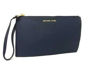 ■美品■ MICHAEL KORS マイケルコース レザー クラッチバッグ セカンドバッグ ポーチ メンズ レディース ネイビー系 DE7977