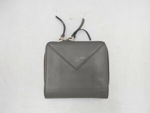 【BALENCIAGA】バレンシアガ　ラウンドジップ二つ折り財布　チャコールグレー　レザー　SY02-ARK★