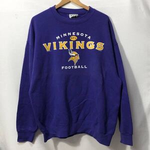 ■ 00s ビンテージ USA製 Lee SPORT NFL VIKINGS バイキングス イラストプリント スウェット トレーナー サイズXL アメフト 観戦 リー ■