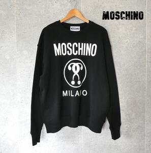 極美品 MOSCHINO モスキーノ ロゴプリント サイズI50 クルーネック 長袖 スウェットトレーナー プルオーバー 黒 ブラック