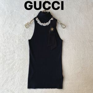 3点送料無料☆GUCCI　グッチ　国内正規品　リボン　金ブローチ　ノーズリーブ　ニット　XS