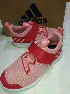 新品　adidas アディダス　ラピダフレックス EL k 　24.5cm レディース/ジュニア　 ピンク/赤　ベルクロ