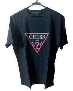 ▼ 新品未使用　GUESS　ゲス　ロゴ　ワンポイント　半袖　Ｔシャツ　Sサイズ　ブラック＆レッド＆ホワイト半袖Tシャツ 黒 ▼