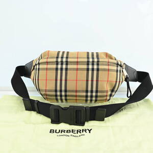 美品 BURBERRY バーバリー ノバチェック キャンバス ボディバッグ ウエストバッグ ベージュ系 F1425RG612