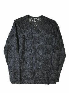 (D) tricot COMME des GARCONS コムデギャルソン 90s フラワー コサージュ ナイロン オーガンジー 長袖 カットソー シースルー (ma)