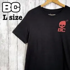 BC スカル 骸骨 ドクロ Tシャツ バックプリント 半袖 黒 ブラック 古着