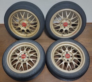 美品　BBS RG-F 15インチ　5.5J×15 +45 　ゴールド　RG397 PCD100 4穴　 軽自動車 RE-L　165 50 15 バリ山　赤　キャップ　