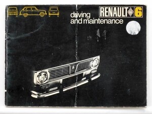 RENAULT 6 1970 OWNERS MANUAL